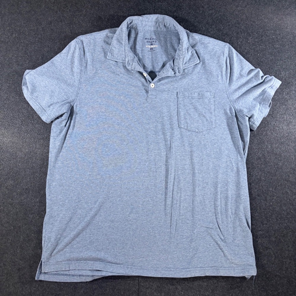 The Normal Brand Polo Shirt Mens XXL Blue Active Puremeso Pocket Short Sleeve